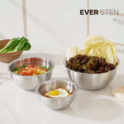 EVER STEN Mixing Bowl with Lids (3 Bowls +3 Lids)_ Korea Direct Delivery E