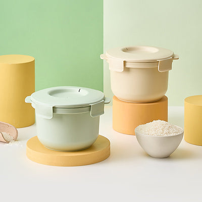 Calo Bowl Low Sugar Rice Cooker Set (Green Color + Cream Color)