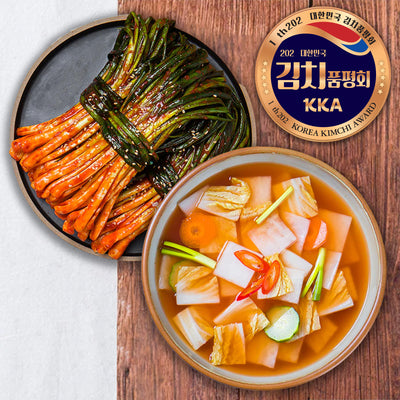 Hongcheon Daebok Green Onion Kimchi 2kg + Nabak Kimchi 2kg_Korea Direct Delivery C