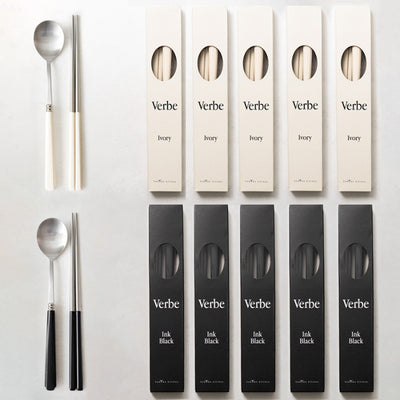 Verbe Spoon & Chopsticks Ink black 5 Set + Ivory 5 Set