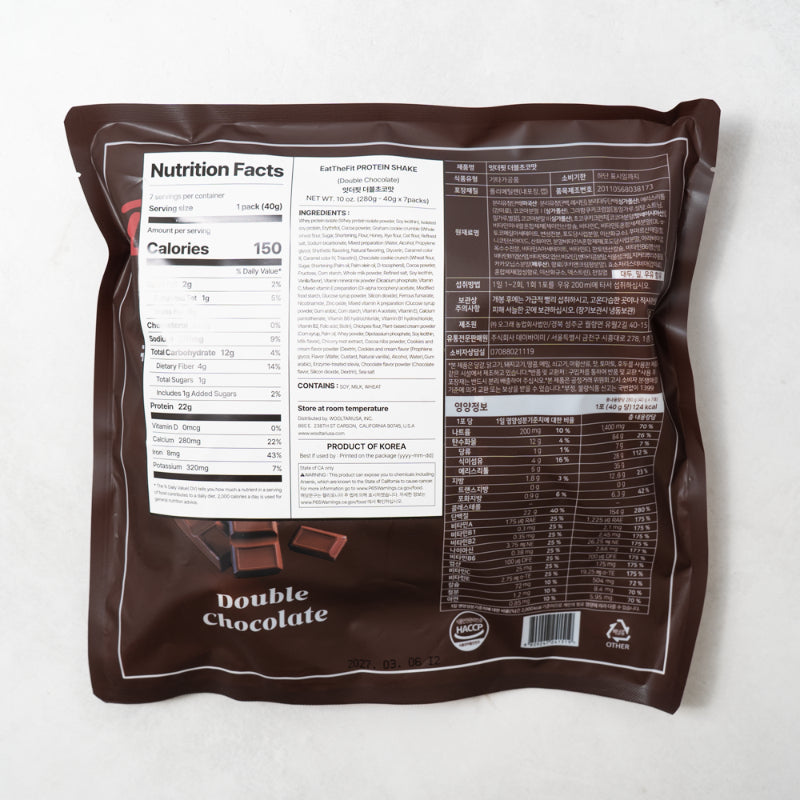 [데이바이미] 잇더핏 쉐이크 더블초코맛 280g (40g x 7개) 2팩 +  미숫가루맛 280g (40g x 7팩) 2팩 (묶음)