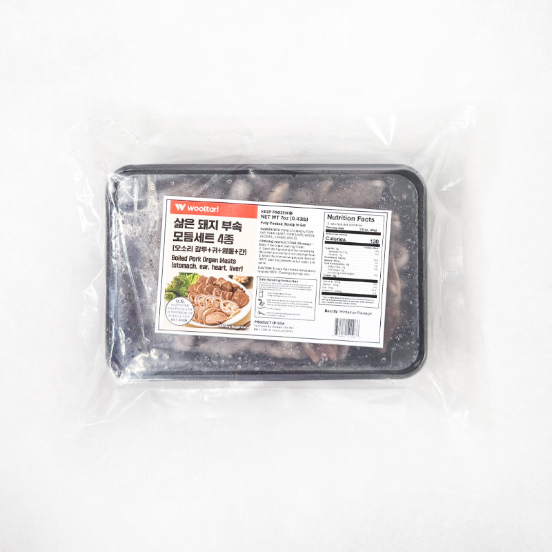 [울타리] 삶은 돼지 부속 모듬세트 4종(오소리감투,귀,염통,간) 7oz