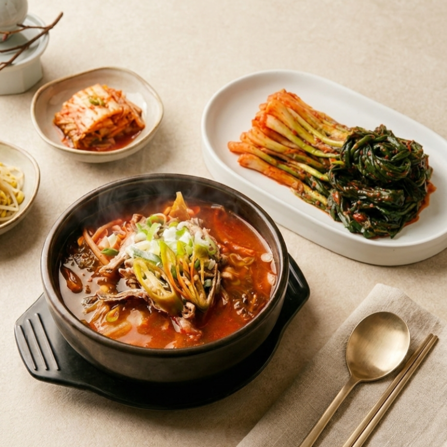 [Wooltari] Spicy Beef Soup With Vegetable 2.5lbㅣ*Free* [Yesodam] Green Onion Kimchi 800g
