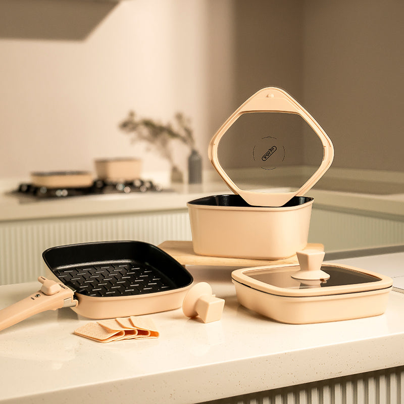 [한국직배송 A] 보오글 프리미엄 쿡웨어 8종세트 (블랙/버건디/베이지/그린)