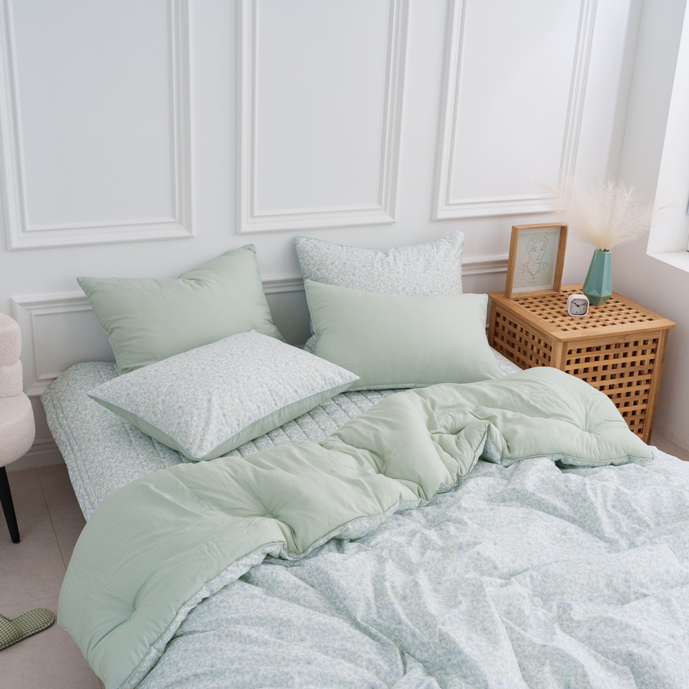 [한국직배송 B] 한길침장 겨울용 차렵이불 DTP원단 모달100% 샤론 SS/Q(10OZ) (색상:민트/핑크)