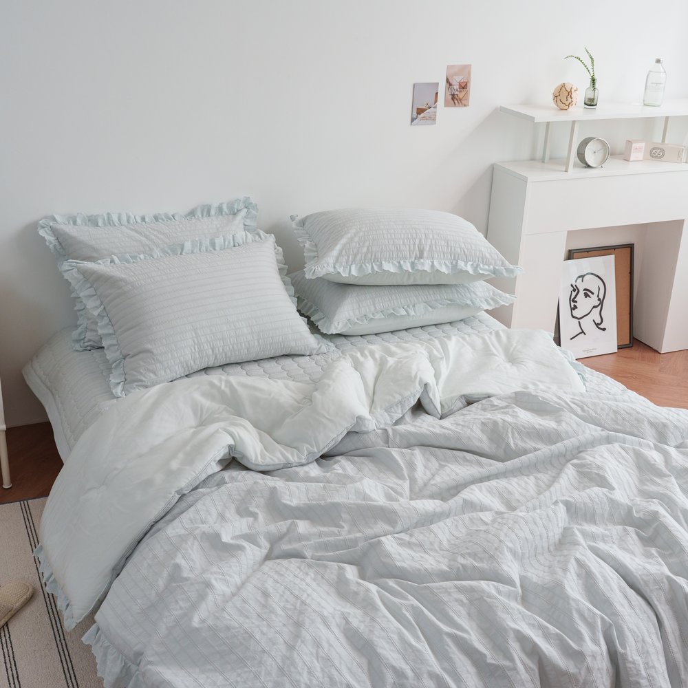 [한국직배송 A] 한길침장 겨울용 차렵이불 도비원단 모달100% 아이유 SS/Q(10OZ) (색상:화이트/민트그레이/블루)