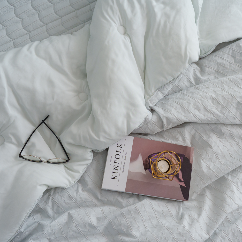 [한국직배송 A] 한길침장 겨울용 차렵이불 도비원단 모달100% 아이유 SS/Q(10OZ) (색상:화이트/민트그레이/블루)