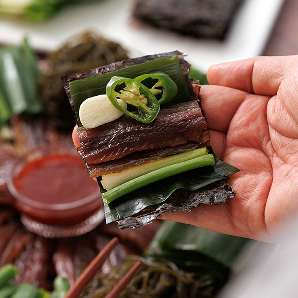 [한국직배송 A] 포항죽도시장 구룡포 손질 꽁치 과메기 40미(80쪽) + 다시마, 꼬시래기, 돌김, 회초장, 와사비세트