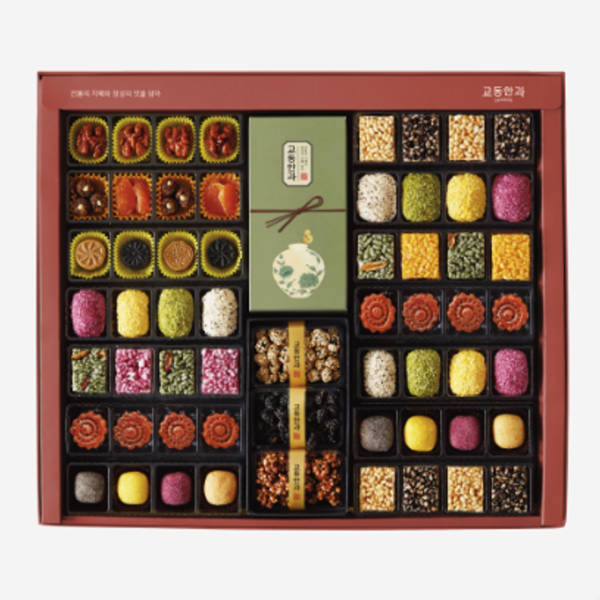 [한국직배송 D] 교동한과 교동마님 2단 선물세트(보자기 포장 포함)