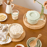 Calo Bowl Low Sugar Rice Cooker Set (Green Color + Cream Color)