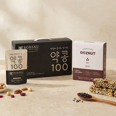 [밥스누] 약콩 100 두유 (190ml x 20팩) x 2박스 + [이른비] 고즈넛 흑미 견과바 350g x 2박스 (묶음)_ 무료배송특가
