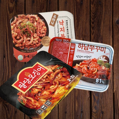 [오쭈낙] 팔당오징어 420g + 하남쭈꾸미 보통매운맛 350g + 오마니 낙지볶음 500g_타임딜 (묶음)