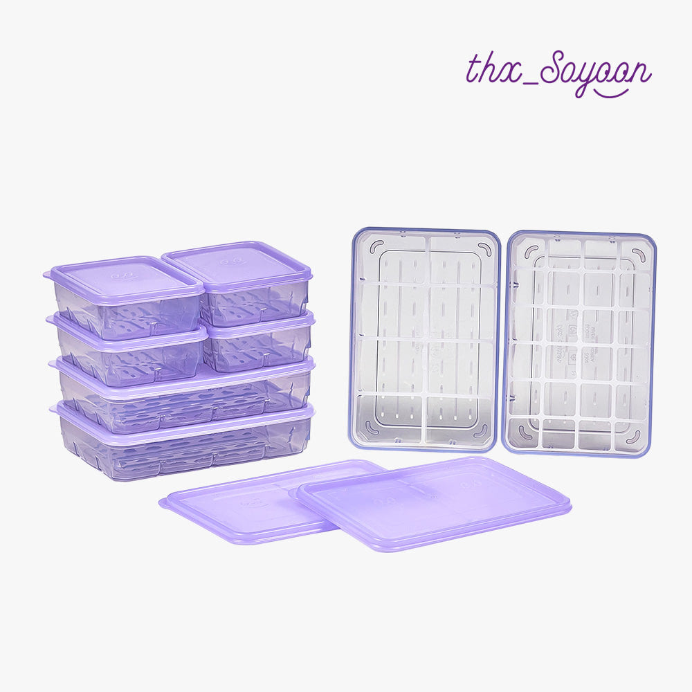 [한국직배송 C] 땡스소윤 냉동용기 칸칸이세트 10P (핑크/라벤더/그레이/아쿠아)