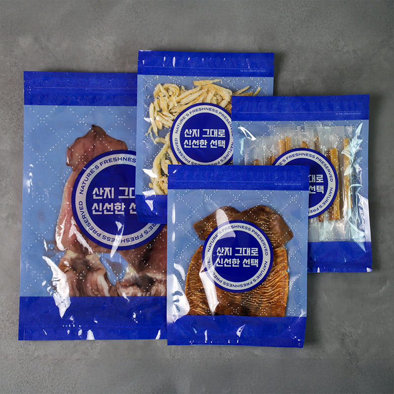 [한국직배송 D] 멸치청년단 오징어 안주 매니아 세트(반건조 오징어 + 바비큐 오징어스틱 + 직화로 구운 꾼 몸통 오징어 + 스모키 오징어 )