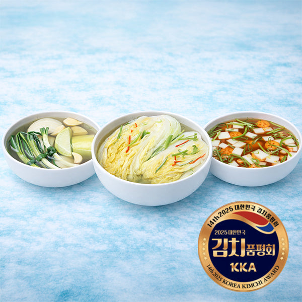 [한국직배송 D] 김치품평회 콕김치 경기도식 백김치 2kg + 나박물김치 1kg + 동치미 1kg
