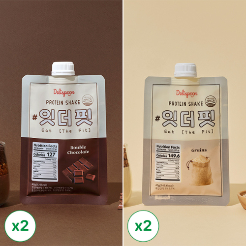 [데이바이미] 잇더핏 쉐이크 더블초코맛 280g (40g x 7개) 2팩 +  미숫가루맛 280g (40g x 7팩) 2팩 (묶음)