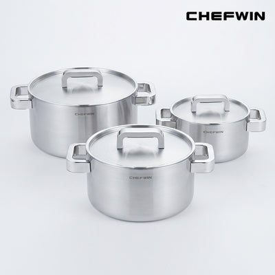 [K Direct Delivery] Chefwin 316 Stainless Steel 5Ply Casserole Pot (16cm / 20cm / 24cm)