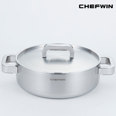 [K Direct Delievery] Chefwin 316 Stainless Steel 5Ply Shallow Pot (24cm)