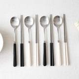 Verbe Spoon & Chopsticks Ink black 5 Set + Ivory 5 Set